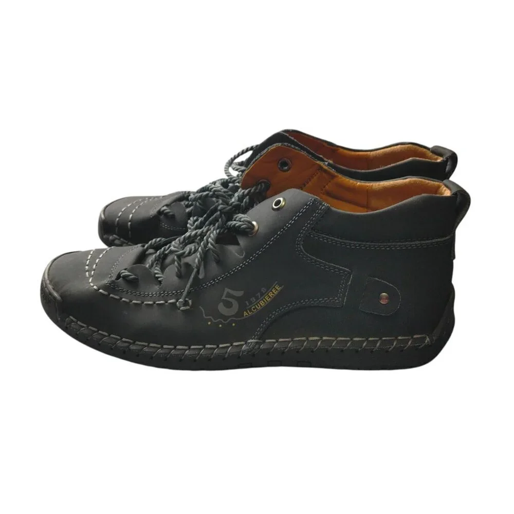 ALCUBIEREE Men's Size 45 (US 11.5) Casual Lace Up Black Ankle Boots Shoes